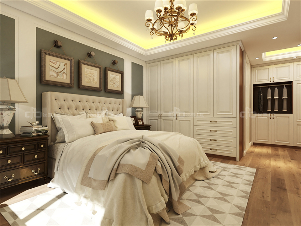 演繹奢而不膩的(de)歐式(shi)整木(mù)定製(zhi)風格效果圖案例(圖12)